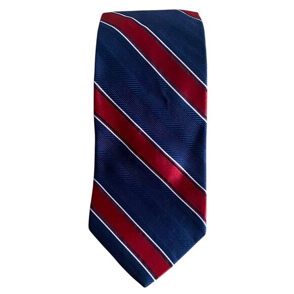 Brooks Brothers Silk Tie Navy Blue Red Repp Stripe Preppy Academia Patriotic USA - Picture 8 of 8